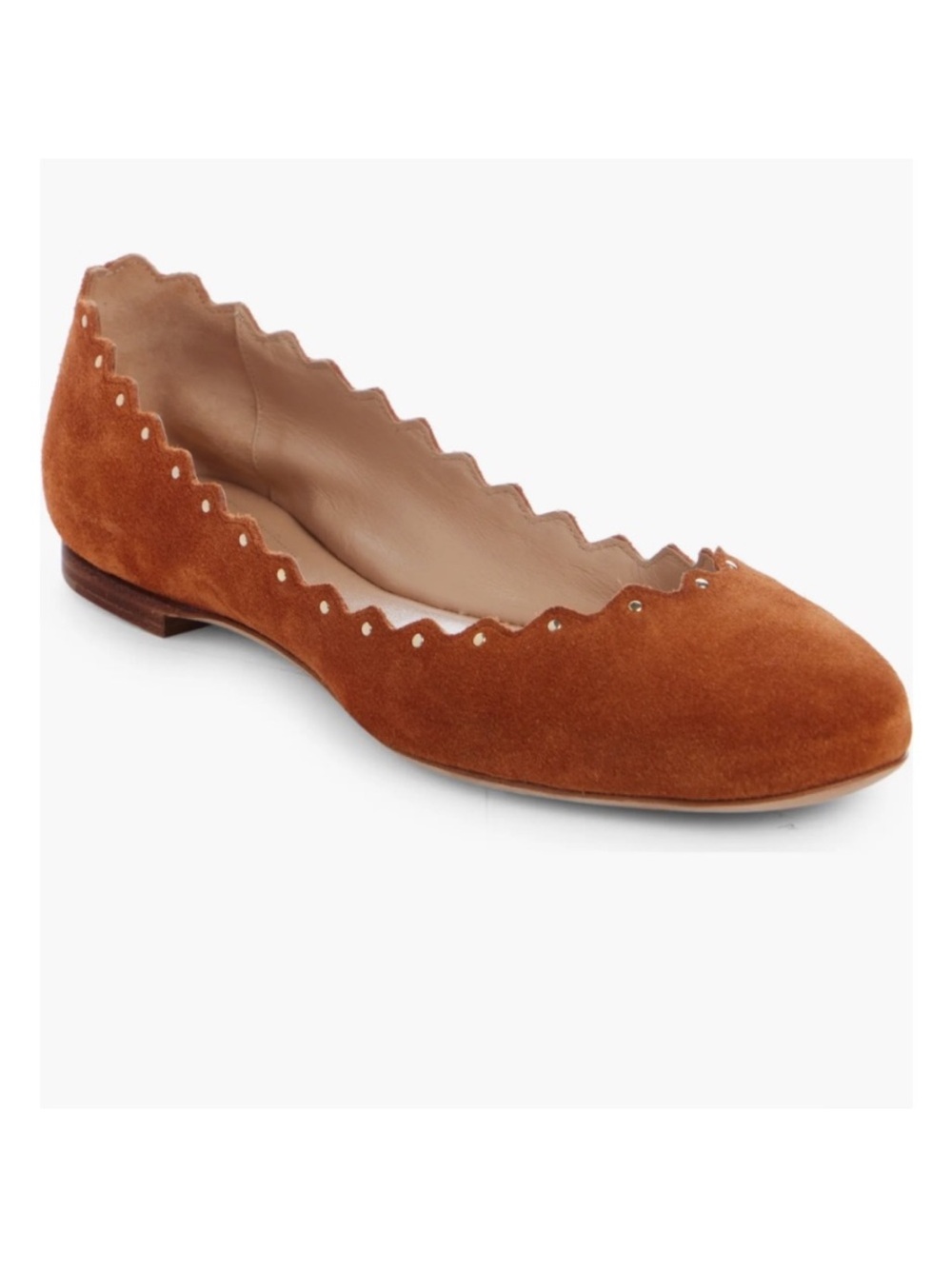 Chloe Lauren Stud Scalloped Ballet Flat